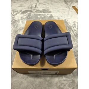 OluKai Sunbeam Slides Women's Sandals‎ Navy/Navy Size 7 w/box USED Pre Owned